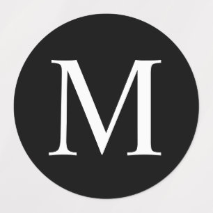 Etiquetas Rótulos de Monograma Elegante Preto e Branco