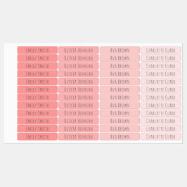 Etiquetas Rótulos de Nome à prova d'água, cor-de-rosa, monoc