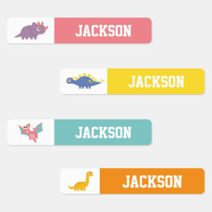 Etiquetas Rótulos Personalizados Coloridos de Dinossauros pa