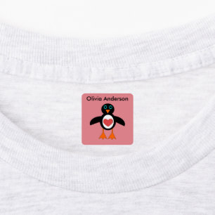 Etiquetas Roupa Personalizada de Pinguim com Amor Bonito