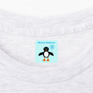 Etiquetas Roupas de Bebê Menino Pengüim Azul Fofo