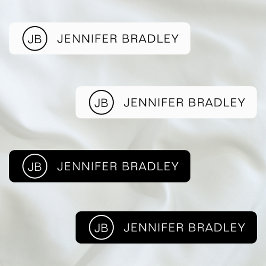 Etiquetas Roupas Personalizadas com Monograma Preto e Branco