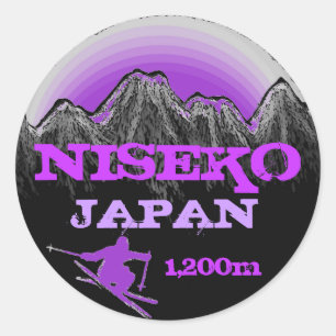 Etiquetas roxas da arte do esqui de Niseko Japão