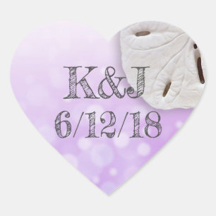 Etiquetas roxas do casamento do beira-mar do dóla