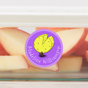 Etiquetas Roxo marrom bonito dos desenhos animados do queijo