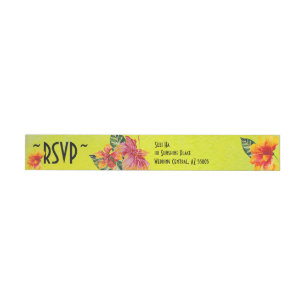 Etiquetas RSVP Havaiano Hibiscus Yellow Watercolor
