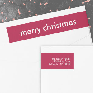 Etiquetas Ruby Red Christmas   Endereço Minimalista da Borg