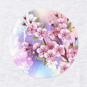 Etiquetas Sakura rosa no fundo da pintura