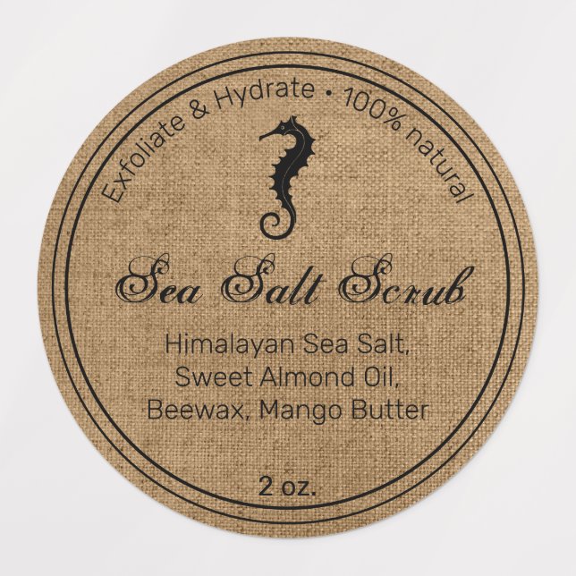 Etiquetas Salt Scrub do Mar de Cavalo (Design 1)