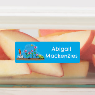 Etiquetas Sapo bonito e abelha em desenho de jardim personal