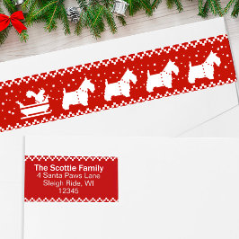 Etiquetas Scottish Terriers Christmas Sleigh com Squirrel