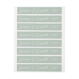 Etiquetas Script Branco Elegante Simples no Casamento Sage