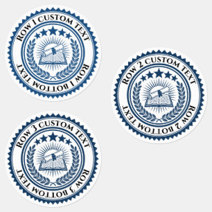Etiquetas Selo de certificado de cor e texto editável em 3D 