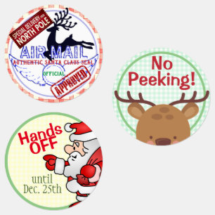 Etiquetas Selo Oficial do Papai Noel, Não Espiar, Não Tocar 