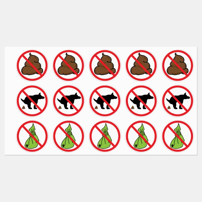 Etiquetas Sem Poop de Cachorro (Folha)