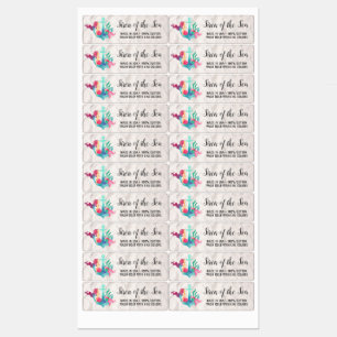 Etiquetas Sereia no Âncora Aquarela Náutica Praia Arenosa