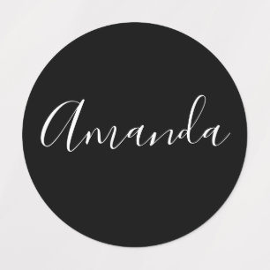 Etiquetas Seu nome   Escrita branca Elegante sobre vestuári