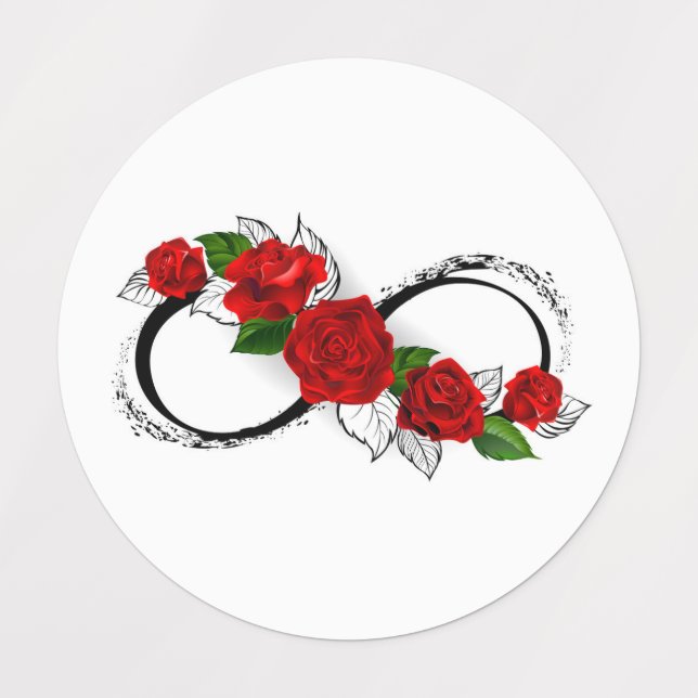 Etiquetas Símbolo Infinity com Rosa vermelha (Design 1)