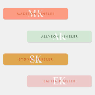 Etiquetas Simples Moderno Nome à prova d'água, cor-de-rosa,