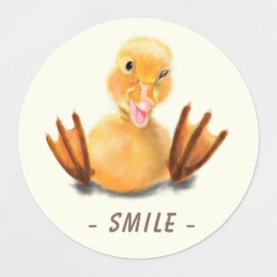 Etiquetas Sinal de Pato Engraçado Smlie - Texto Personalizad