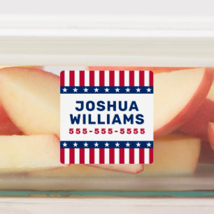 Etiquetas Stars and strips name telefone propriedades americ