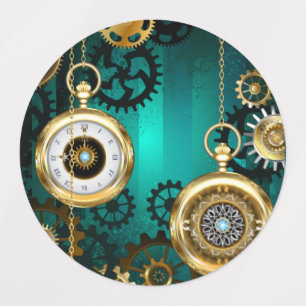 Etiquetas Steampunk Jewelry Watch em um fundo verde