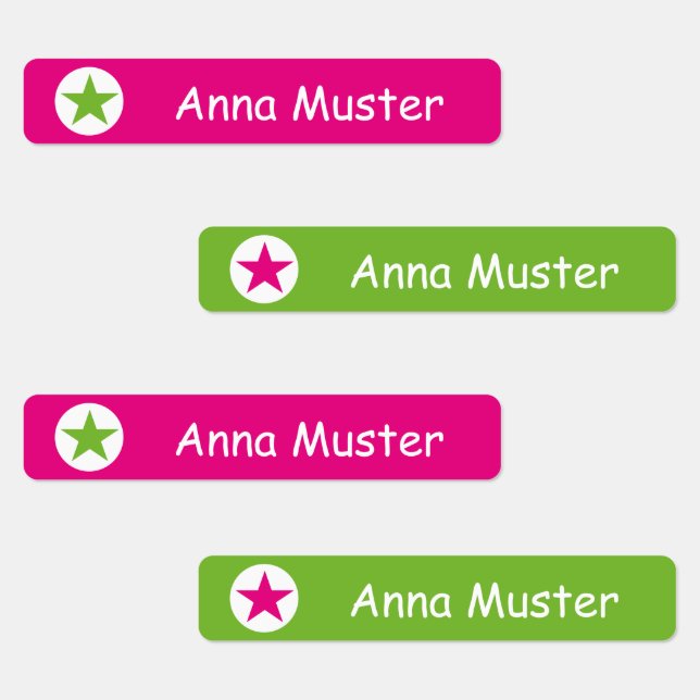 Etiquetas Stern - pink grün - 96 schmale Kinder  (Grupo)