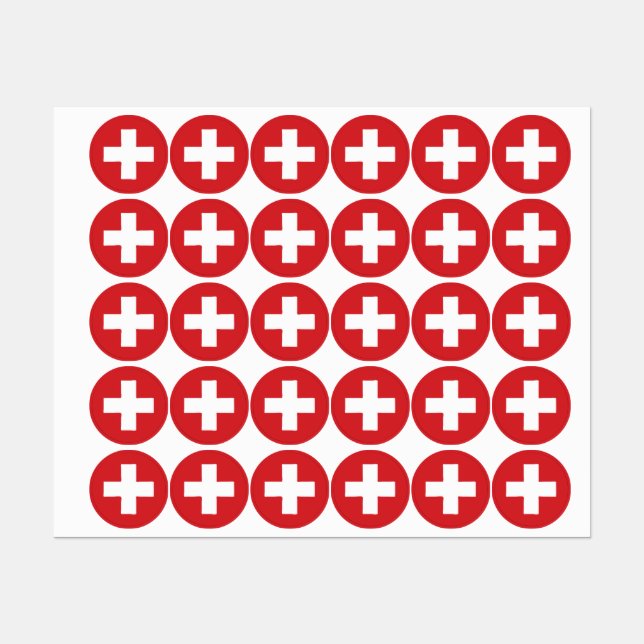 Etiquetas Switzerland Flag Emblem (Folha)