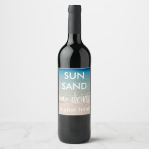 Etiquetas temáticos da garrafa de vinho da praia