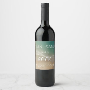 Etiquetas temáticos da garrafa de vinho da praia