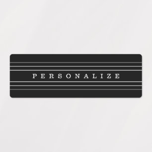 Etiquetas Texto personalizado e faixas modernas   Preto e br