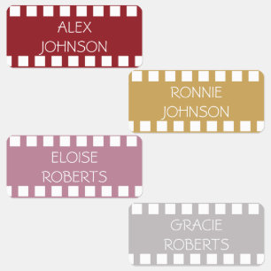 Etiquetas Tira de Filme Rosa Rubi Cor Código Roupas Nome