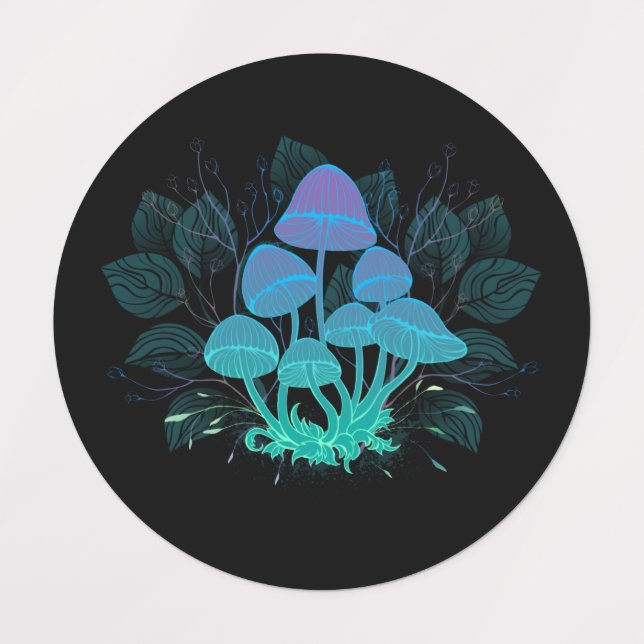 Etiquetas Toadstools em arbustos (Design 1)