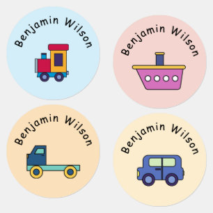 Etiquetas Transporte Fofo e Simples Nome Personalizado para