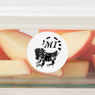 Etiquetas Tribal Iguana Monograma à prova de água