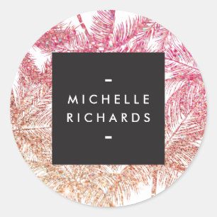 Etiquetas tropicais cor-de-rosa/do bronze brilho