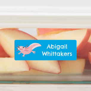 Etiquetas Um axolotl feliz, cor-de-rosa e bonito, personaliz