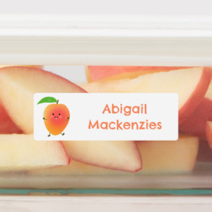 Etiquetas Um desenho animado amarelo de manga feliz, bonito,