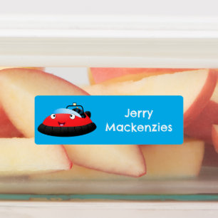 Etiquetas Um desenho animado de hovercraft, vermelho e bonit