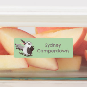 Etiquetas Um desenho animado de kookaburra, riso bonito, per