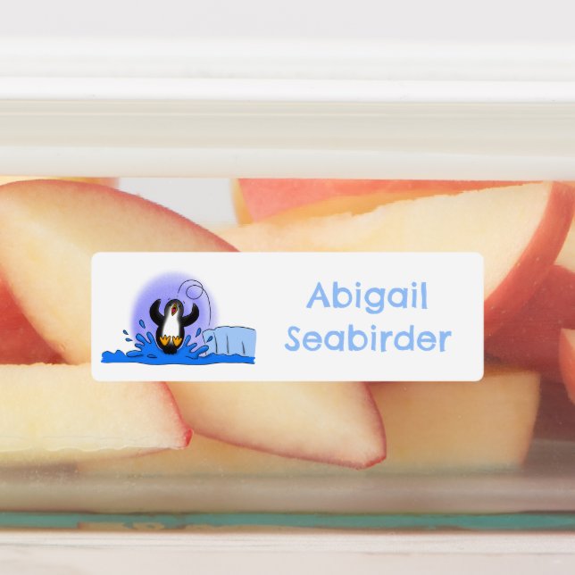 Etiquetas Um desenho animado de pinguim feliz e bonito perso (Afixado)