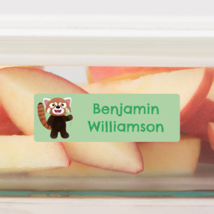 Etiquetas Um desenho animado do panda vermelho, bonito, pers