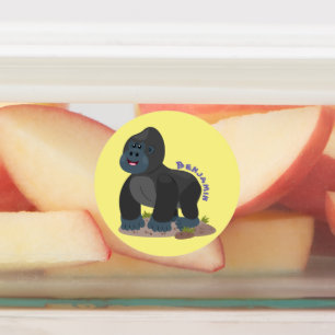 Etiquetas Uma ilustração de desenho animado de gorila, um 