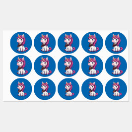 Etiquetas Unicórnio Cor-De-Rosa, Vestindo Um Scarf Xadrez Es