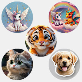 Etiquetas Unicórnio, gato, cão, rótulo à prova de água de pe