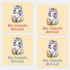 Etiquetas Unicórnio Páscoa Bonito - Ferro Personalizável Nos