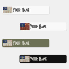 Etiquetas United States Art Deco Flag Waterproof Name Label