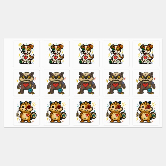 Etiquetas Urban Stitch Trio — Sticker Pack (Folha)