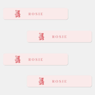 Etiquetas Urso Cinzento Rosa-Cor-de-Água Personalizado