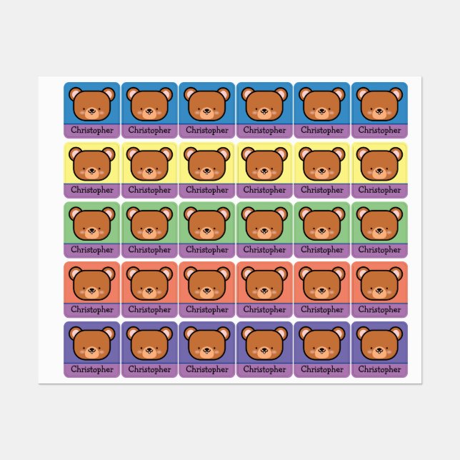 Etiquetas Urso de Pelúcia Personalizado Fofo (Folha)